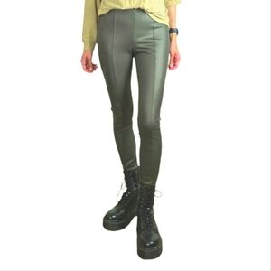 Express Green Faux Leather Leggings Pants